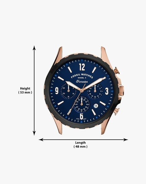 Buy Men's Chronograph Quartz Forrester Blue Leather Strap Blue Dial 46Mm Watch in Pakistan