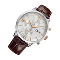 Buy Tommy Hilfiger Mens Quartz Brown Leather Strap White Dial 42mm Watch - 1710360 in Pakistan