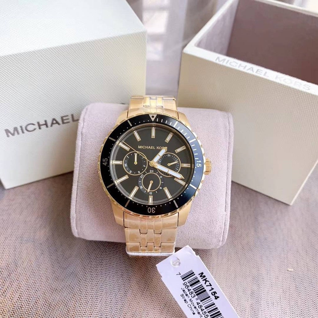 Buy Michael Kors Mens Multifunctional Gold Stainless Steel Black Dial 44mm Watch - Mk7154 in Pakistan