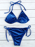 Buy Heat Navy Blue Padded String Ribbed Bikini in Pakistan