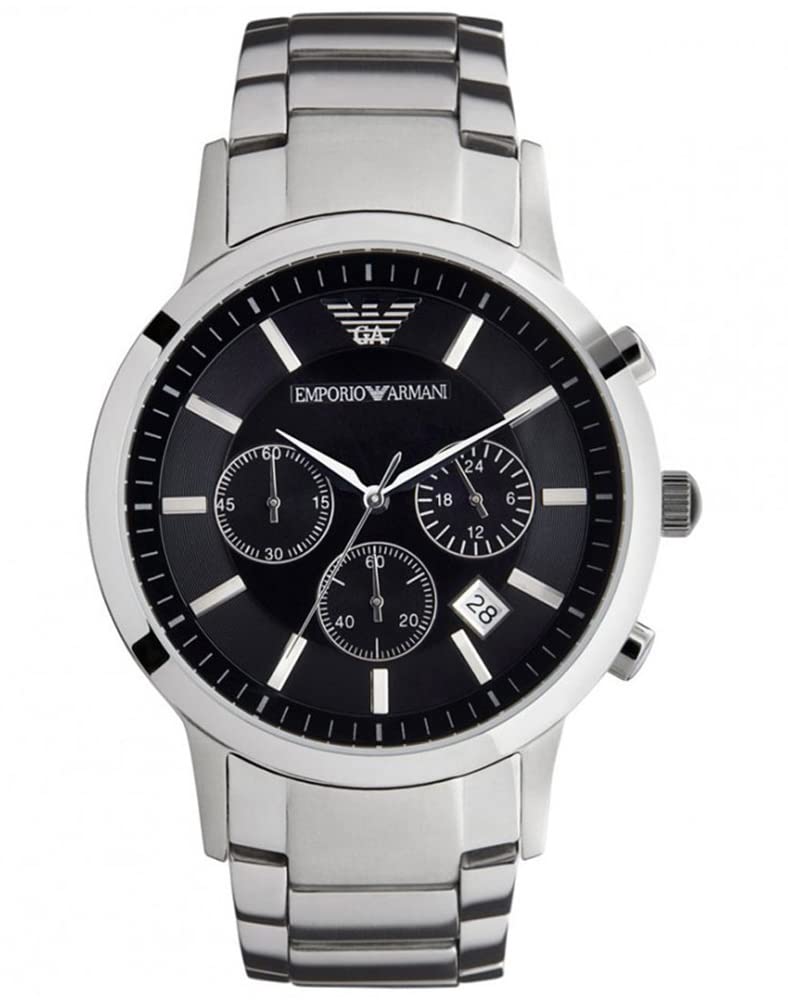 Buy Emporio Armani Classic Silver Stainless Steel Black Dial Chronograph Quartz Watch for Gents – AR2434 in Pakistan