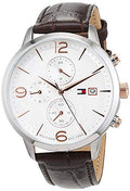 Buy Tommy Hilfiger Mens Quartz Brown Leather Strap White Dial 42mm Watch - 1710360 in Pakistan