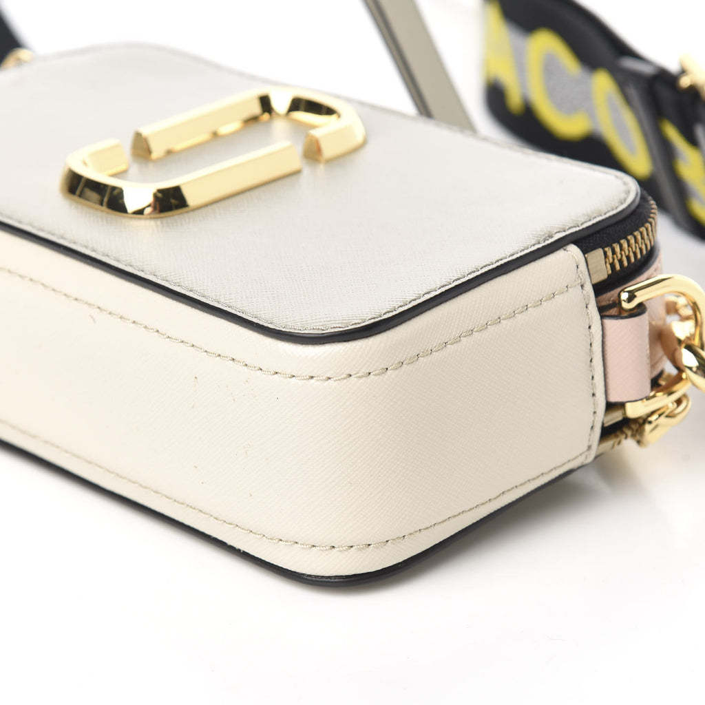 Marc Jacobs Dust & Yellow Logo Strap Snapshot Leather
