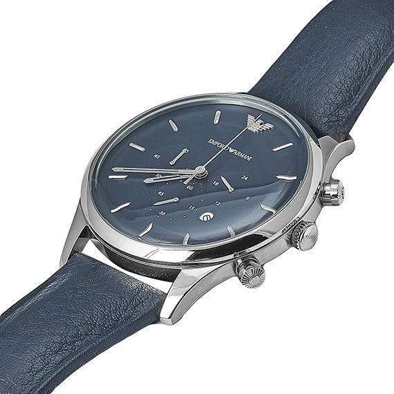 Buy Emporio Armani Men’s Chronograph Quartz Leather Strap Blue Dial 43mm Watch - AR11018 in Pakistan