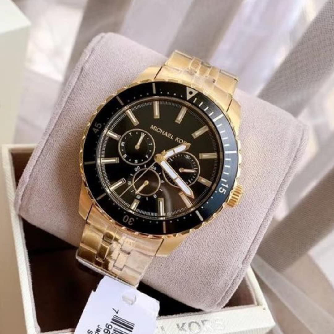 Buy Michael Kors Mens Multifunctional Gold Stainless Steel Black Dial 44mm Watch - Mk7154 in Pakistan