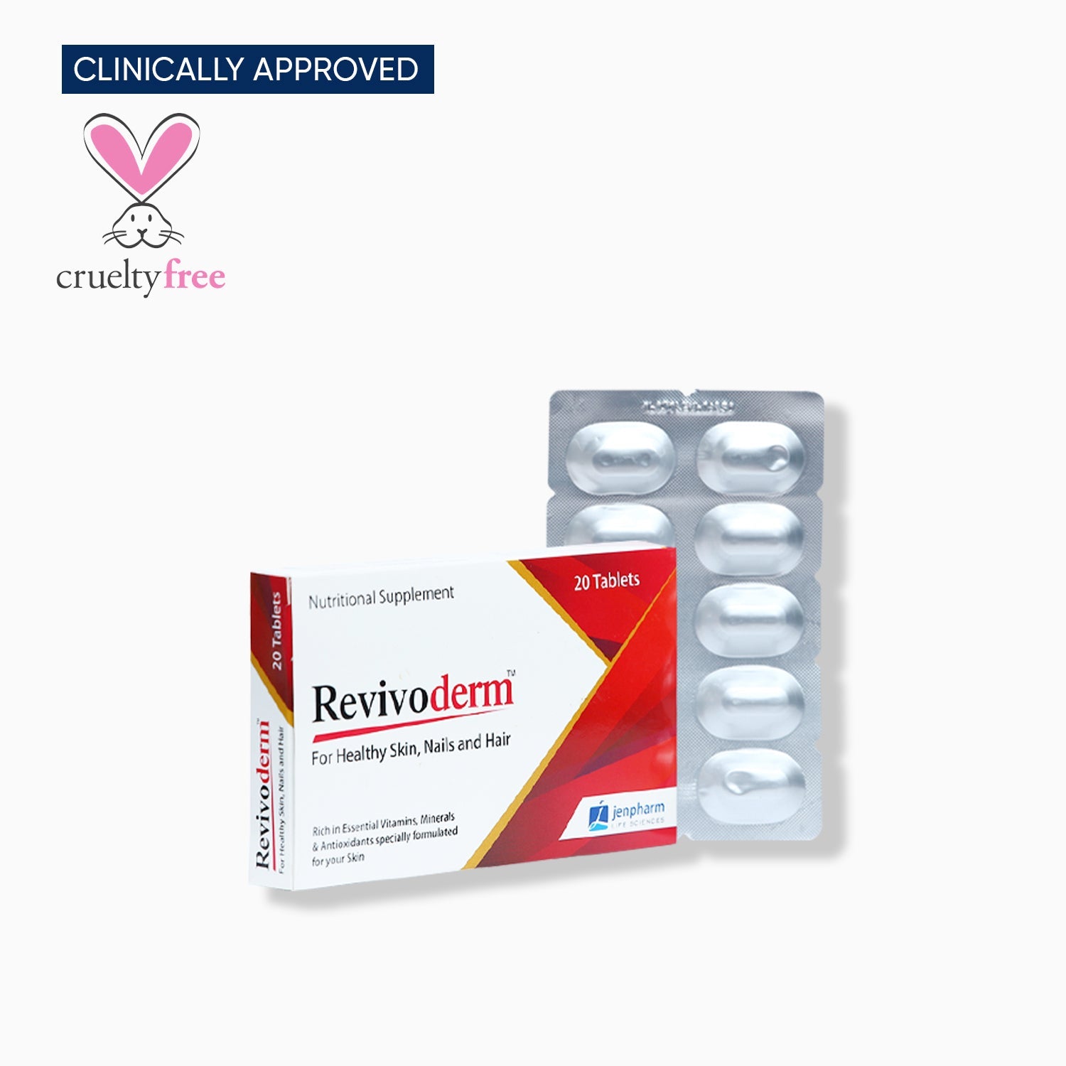 Buy JenPharm Revivoderm Tablet for Healthy Skin Nails & Hair - 20 in Pakistan