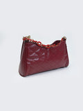 Buy Negative Apparel Quilted Pattern Baguette Bag With Chain And Strap FD - Burgundy in Pakistan