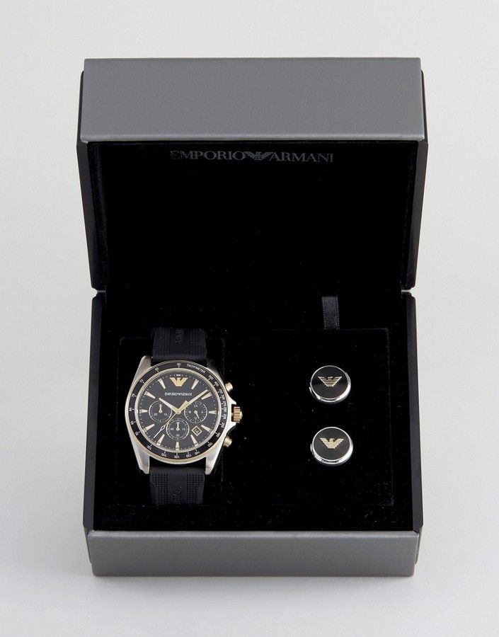 Buy Emporio Armani Men’s Chronograph Quartz Black Silicone Strap 44mm Watch - AR80003 in Pakistan