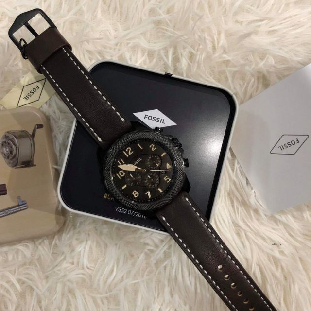 Buy Fossil Men's Quartz Brown Leather Strap Black Dial 46mm Watch FS5601 in Pakistan