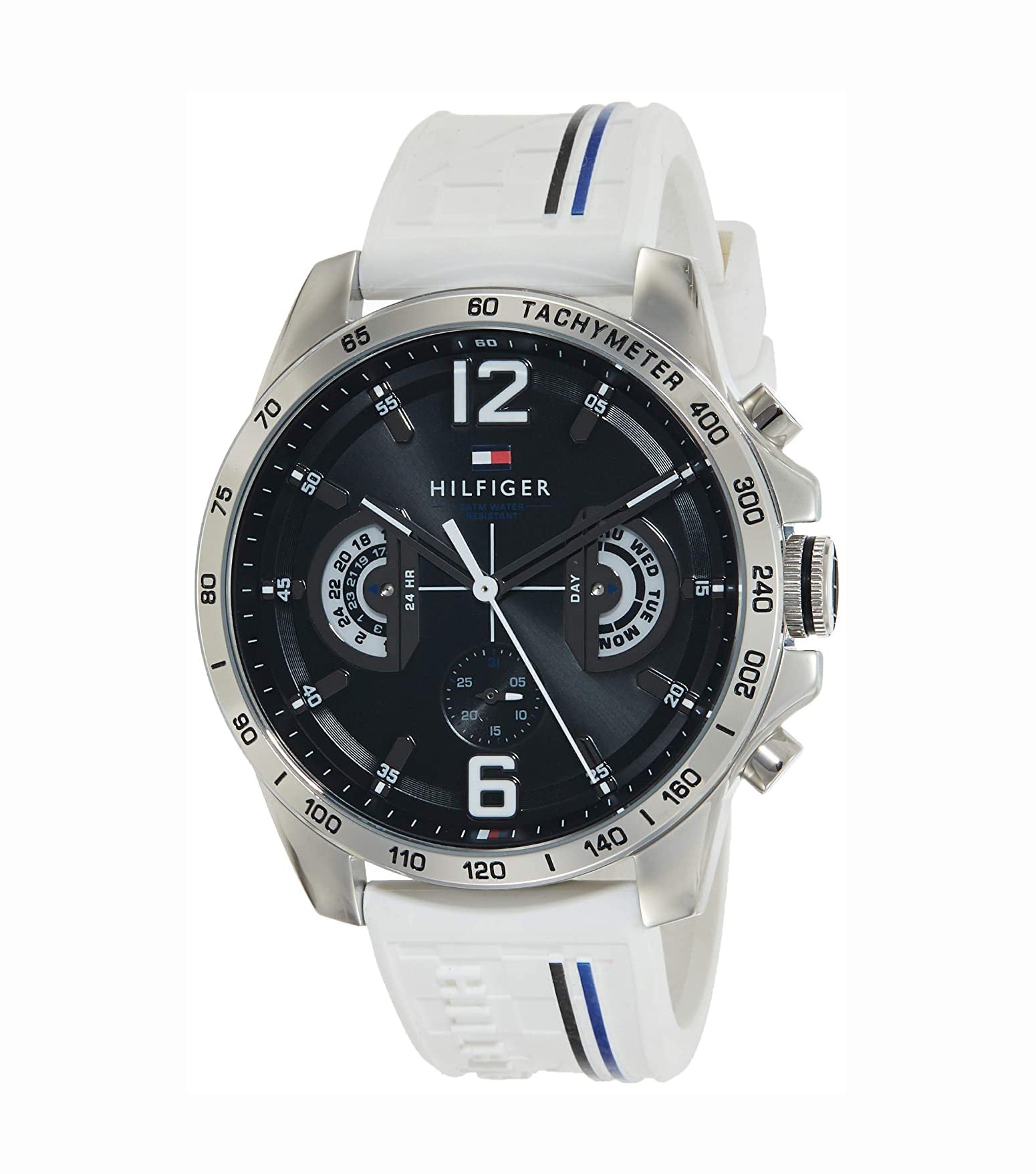 Buy Tommy Hilfiger Mens Quartz Silicone Strap Black Dial 46mm Watch - 1791475 in Pakistan