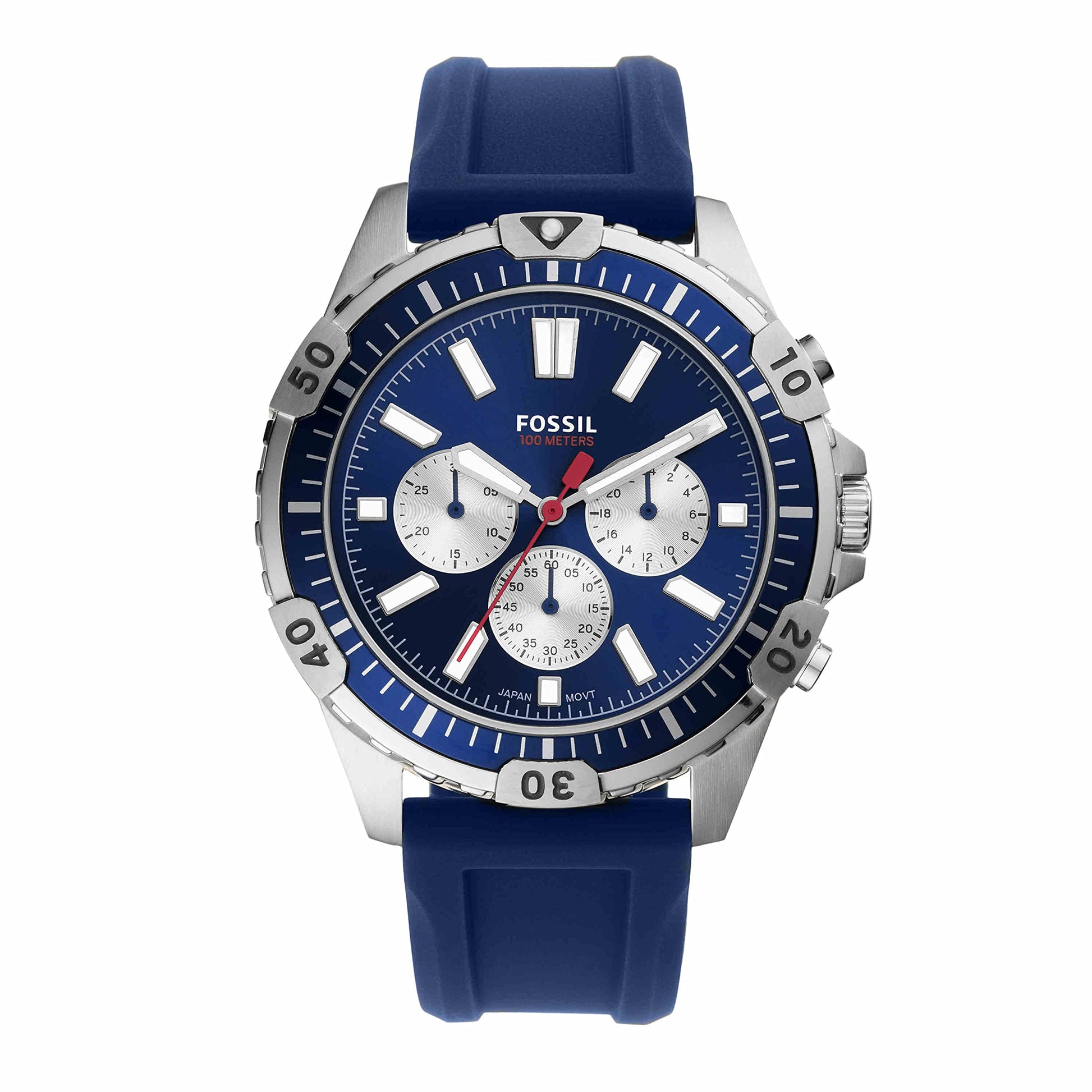 Buy Men's Chronograph Quartz Garrett Blue Silicone Strap Blue Dial 44Mm Watch in Pakistan