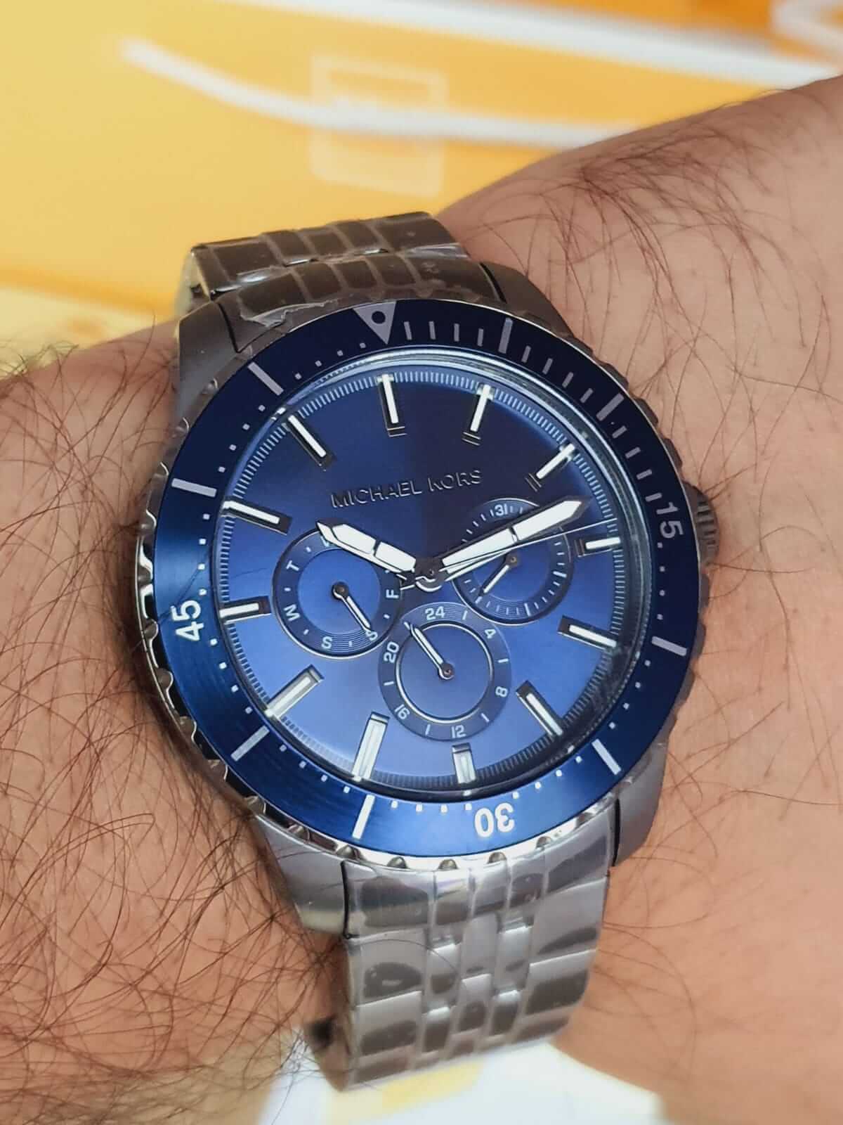 Buy Michael Kors Mens Cunninghum Multifunction Stainless Steel Blue Dial 44mm Watch - Mk7153 in Pakistan