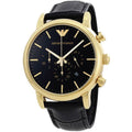 Buy Emporio Armani Chronograph Men’s Quartz Leather Strap Black Dial 46mm Watch - AR1917 in Pakistan