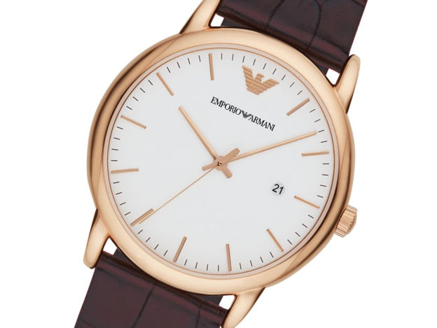 Buy Emporio Armani Quartz Brown Leather Strap Silver Dial 42mm Watch for Men - Ar1743 in Pakistan