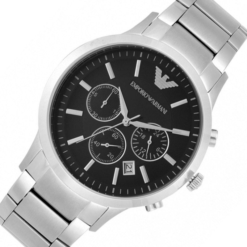 Buy Emporio Armani Classic Silver Stainless Steel Black Dial Chronograph Quartz Watch for Gents – AR2434 in Pakistan