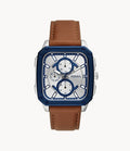 Buy Multifunction Brown Leather Strap Silver Dial Men's Watch in Pakistan