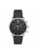 Buy Emporio Armani Men's Chronograph Quartz Leather Strap Black Dial 43mm Watch AR11143 in Pakistan