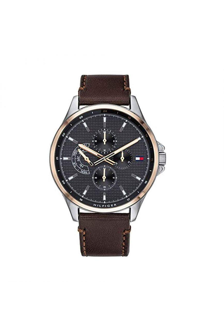 Buy Tommy Hilfiger Analogue Quartz Brown Leather Strap Grey Dial 46mm Watch for Men - 1791615 in Pakistan