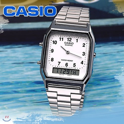 Buy Casio Analog Digital Stainless Steel White Dial Watch for Men - AQ-230A-7B in Pakistan