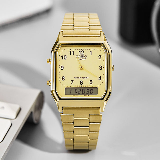 Buy Casio Youth Series Wrist Gold Strap Watch for Men - AQ-230GA-9B in Pakistan