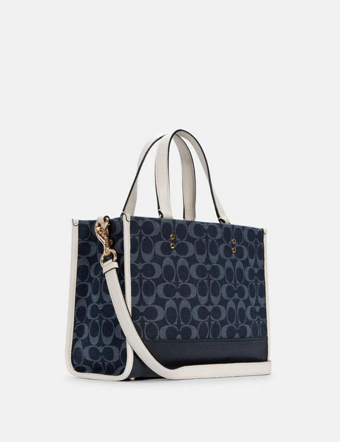 Coach Dempsey Tote 22 signature Jacquard With Patch totebag denim