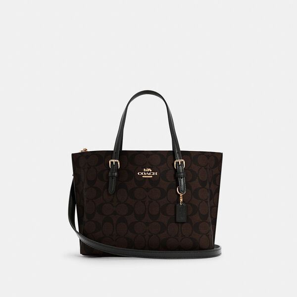 Buy the Coach Signature Dark Brown & Black Leather Tote Bag