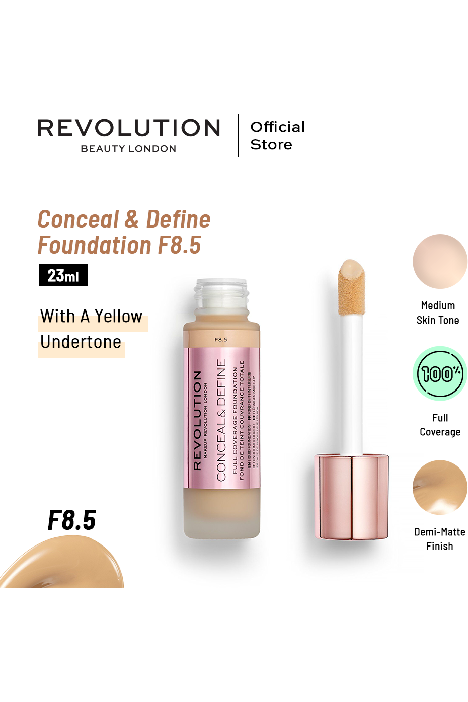 Buy Makeup Revolution Conceal & Define Foundation - F8.5 in Pakistan