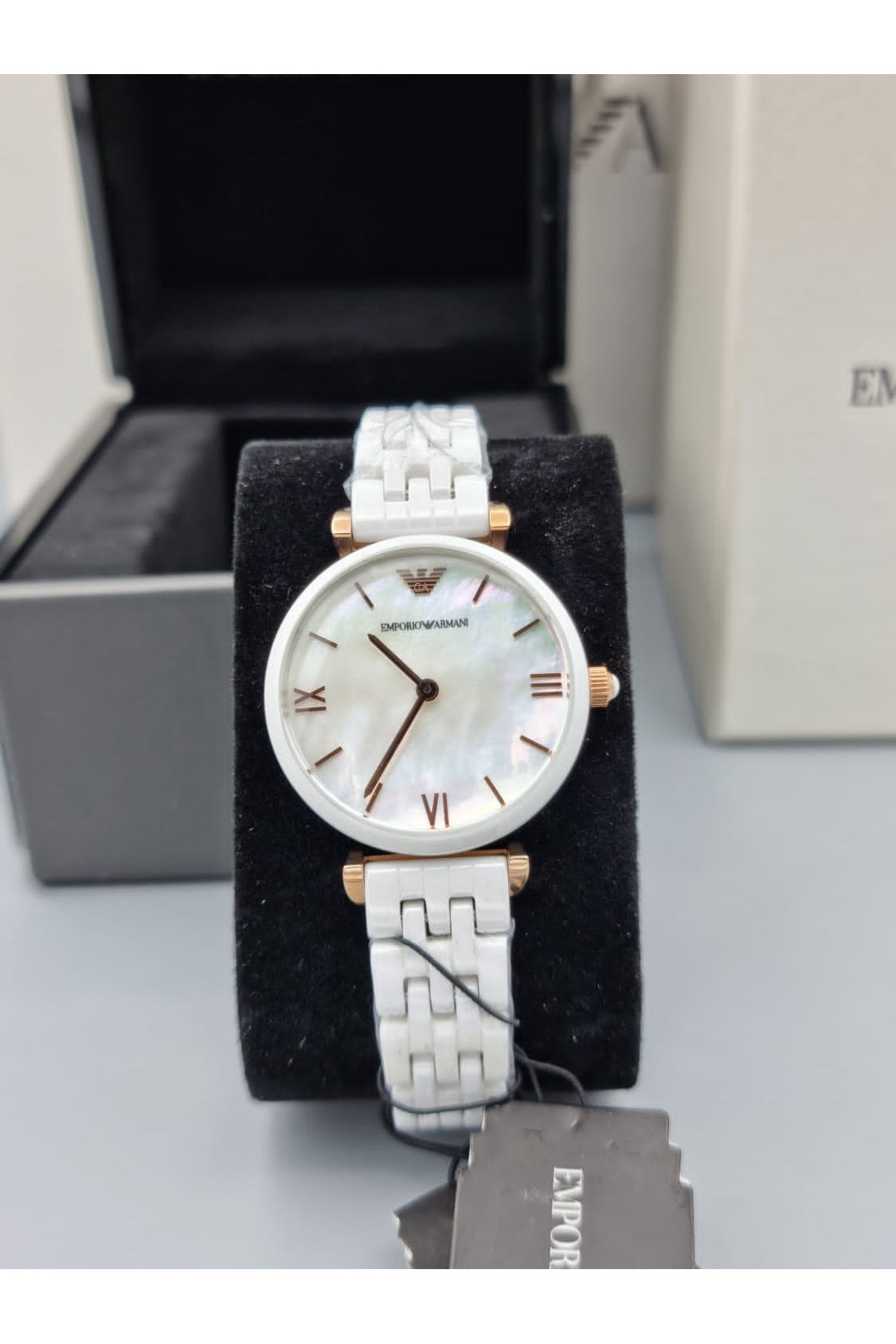 Buy Emporio Armani Retro White Ceramic Mother of Pearl Dial Quartz Watch for Ladies - Emporio Armani AR1486 in Pakistan