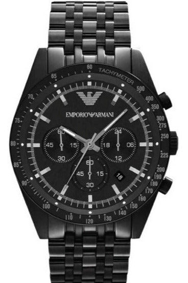 Buy Emporio Armani Men's Sportivo Black IP Stainless Steel Bracelet Black Dial Chronograph Watch 5989 in Pakistan