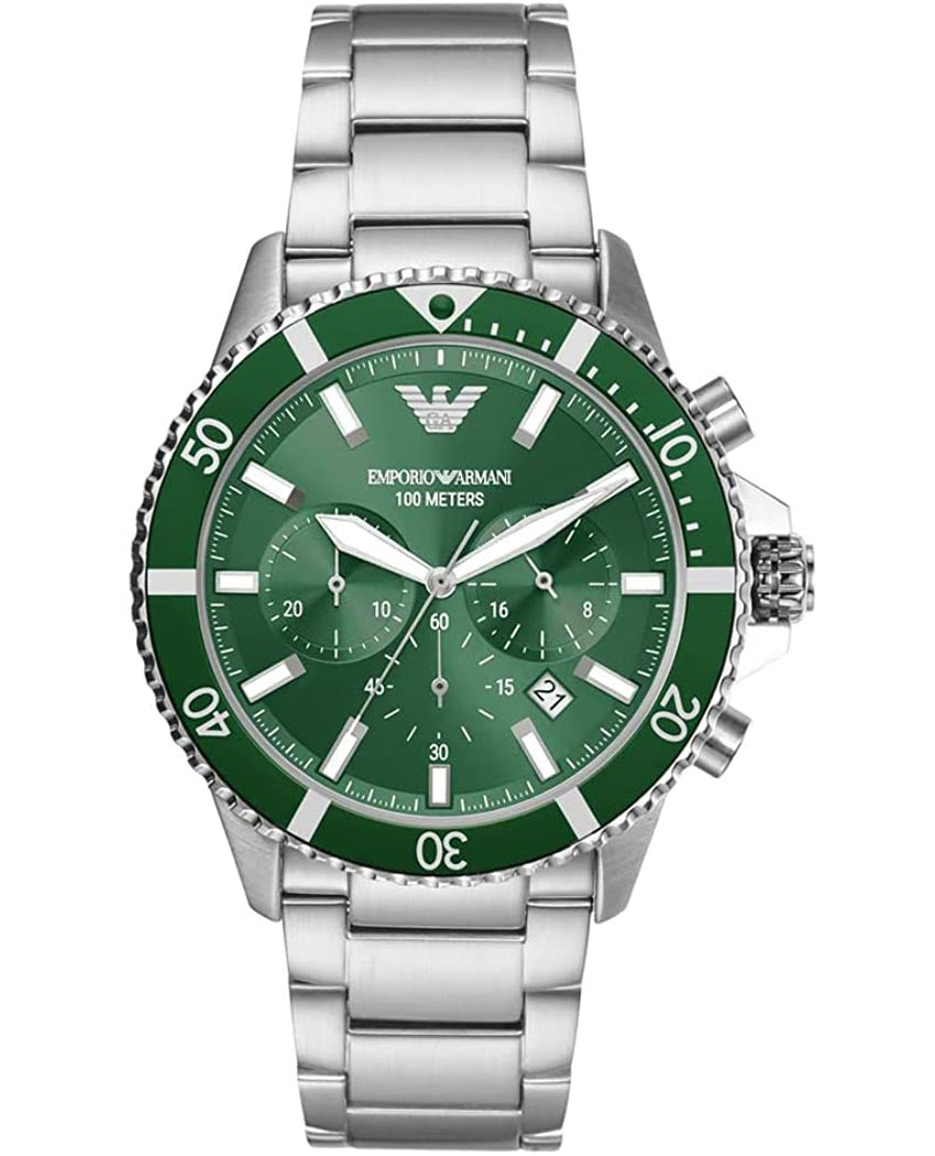 Buy Emporio Armani Men’s Quartz Silver Stainless Steel Green Dial 43mm Watch - AR11500 in Pakistan