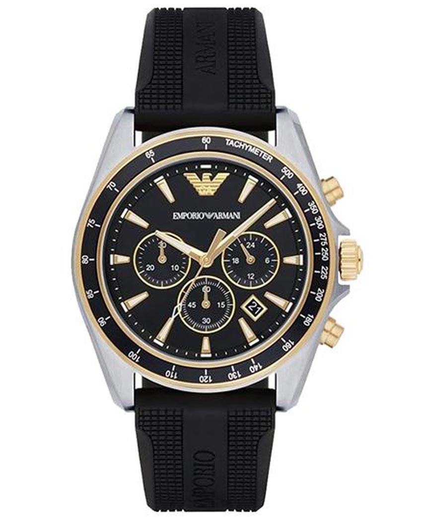 Buy Emporio Armani Men’s Chronograph Quartz Black Silicone Strap 44mm Watch - AR80003 in Pakistan