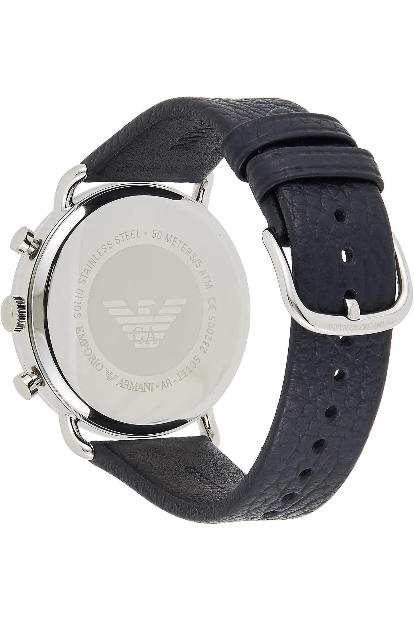 Buy Emporio Armani Men's Chronograph Quartz Leather Strap Blue Dial 43mm Watch AR11105 in Pakistan