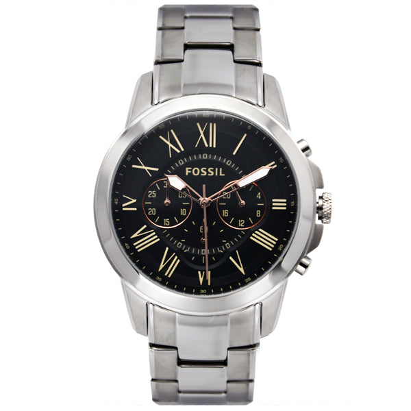 Buy Fossil Men's Chronograph Silver Stainless Steel Black Dial 44mm Watch FS4994 in Pakistan