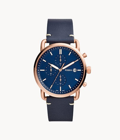 Buy The Commuter Chronograph Blue Dial Navy Leather Watch For Men in Pakistan