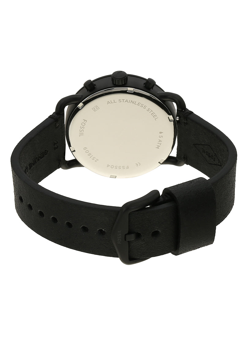 Buy Men's Quartz Commuter Black Leather Strap Black Dial 43Mm Watch in Pakistan