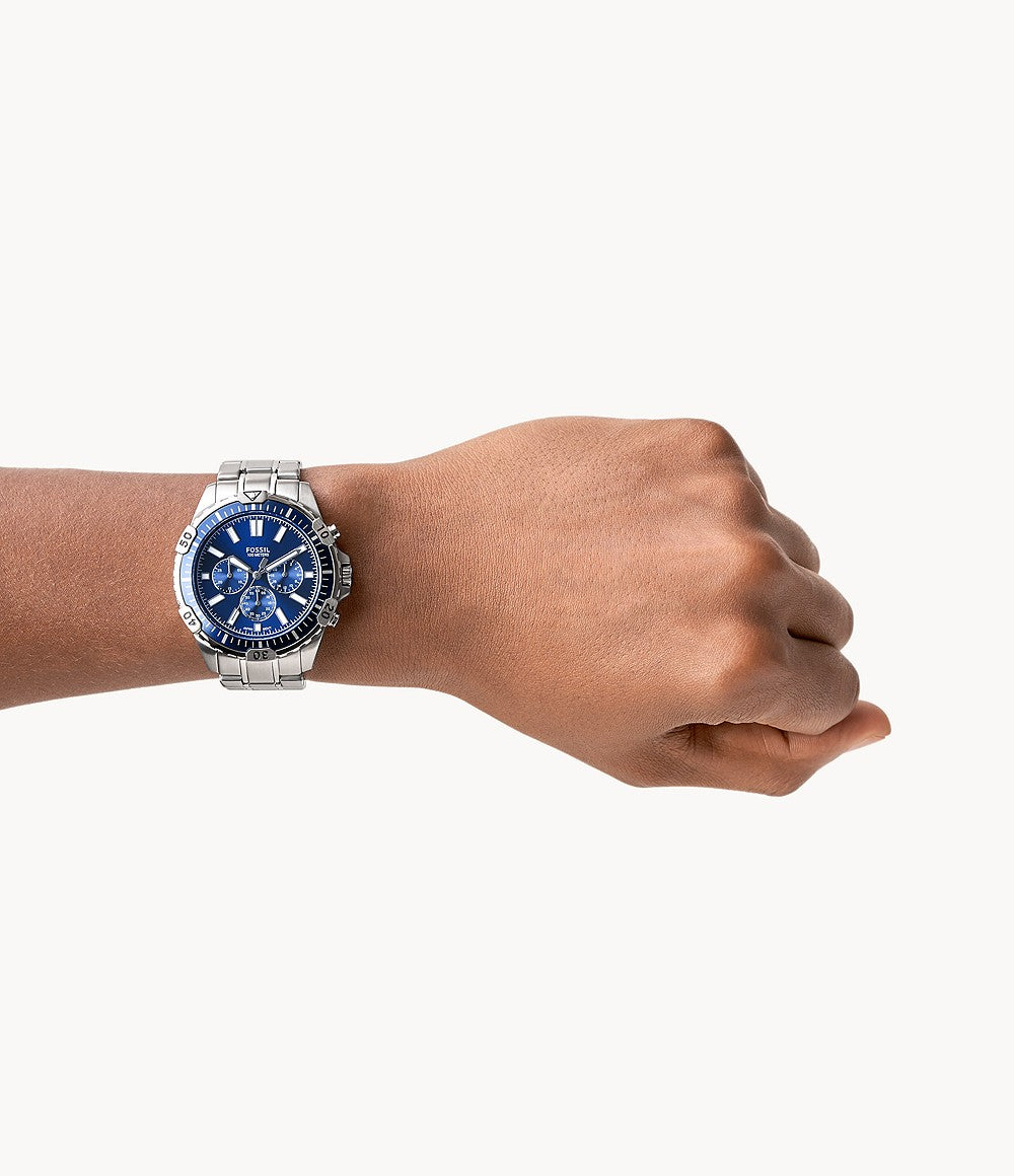 Buy Fossil Men's Chronograph Quartz Silver Stainless Steel Blue Dial 44mm Watch FS5623 in Pakistan