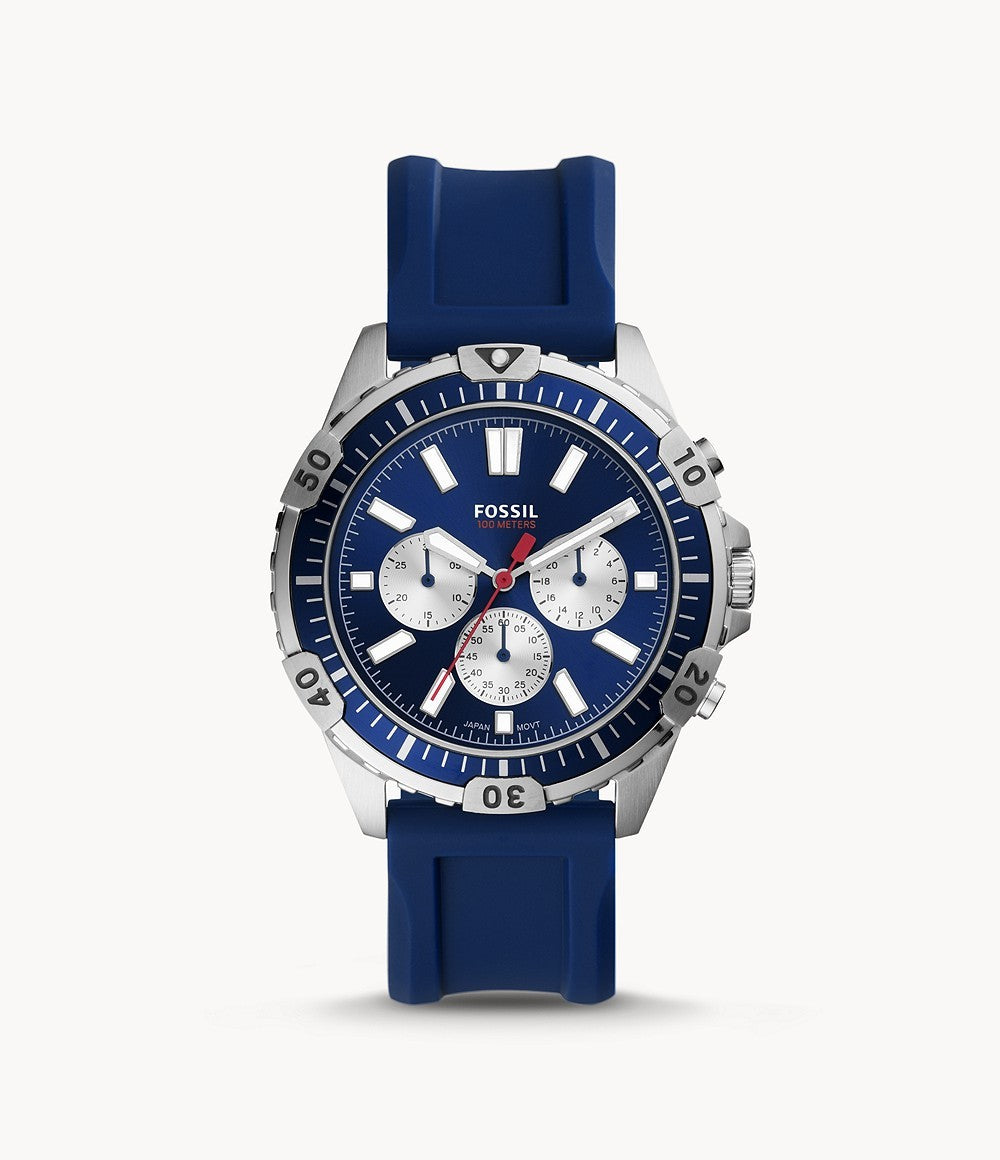 Buy Men's Chronograph Quartz Garrett Blue Silicone Strap Blue Dial 44Mm Watch in Pakistan