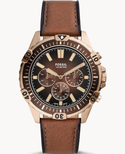 Buy Men's Chronograph Quartz Garrett Brown Leather Strap Brown Dial 44Mm Watch in Pakistan