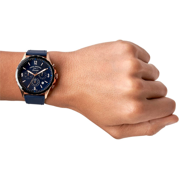 Buy Men's Chronograph Quartz Forrester Blue Leather Strap Blue Dial 46Mm Watch in Pakistan