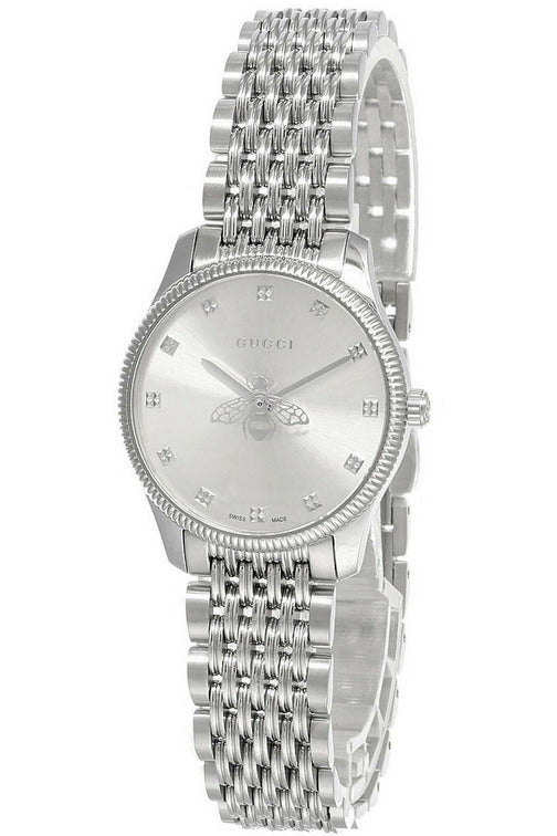 Buy Gucci Women's Swiss Made Quartz Stainless Steel Silver Dial 29mm Watch YA1265019 in Pakistan