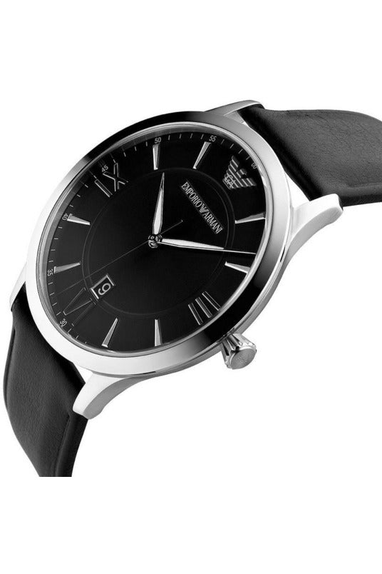 Buy Emporio Armani Men’s Quartz Leather Strap Black Dial 44mm Watch 11210 in Pakistan