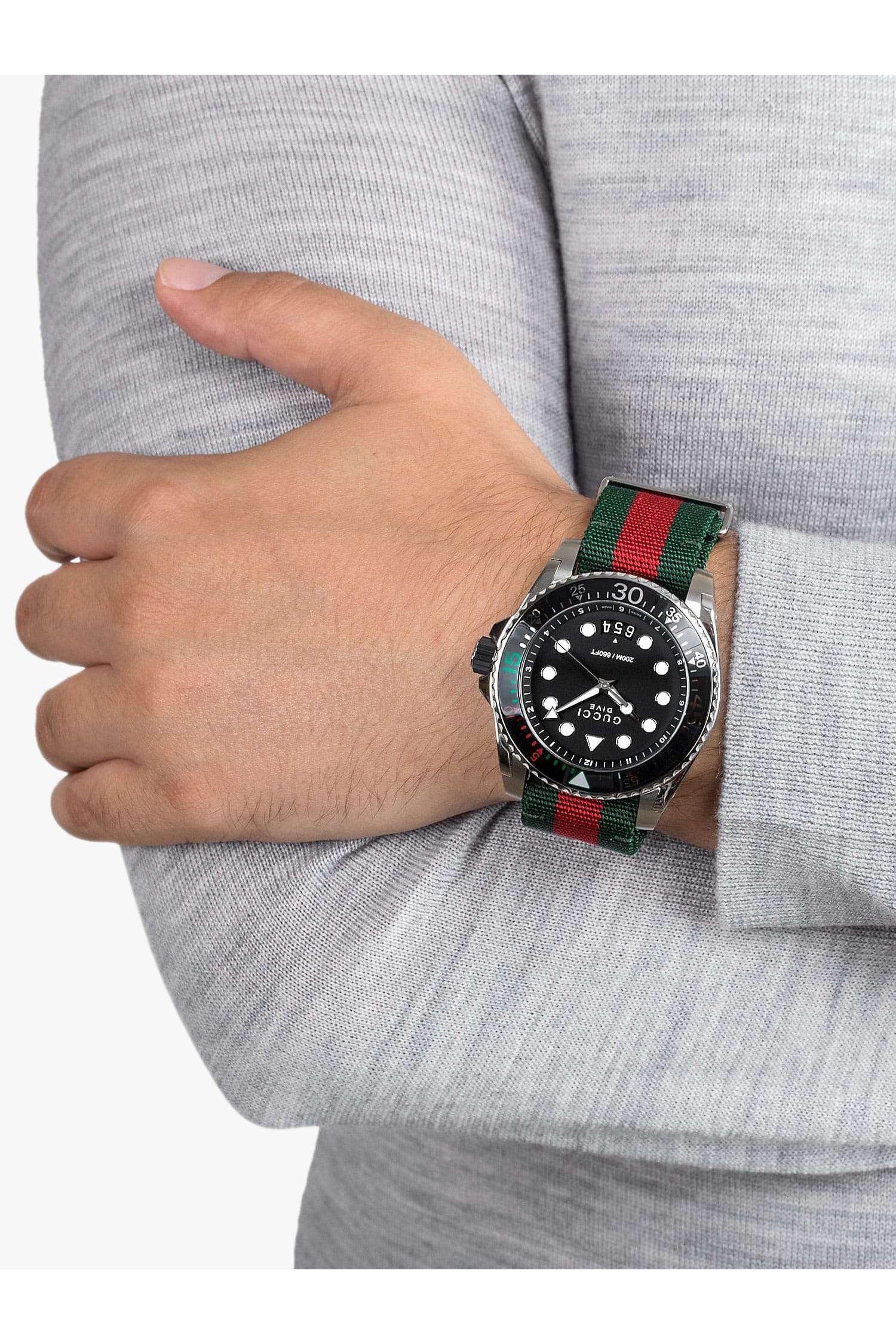 Buy Gucci Men's Swiss Made Quartz Nylon Strap Black Dial 45mm Watch YA136209 in Pakistan