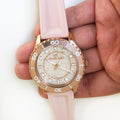 Buy Michael Kors Womens Quartz Runway Pink Silicone Strap Rose Crystal Pave Dial 40mm Watch - Mk6854 in Pakistan