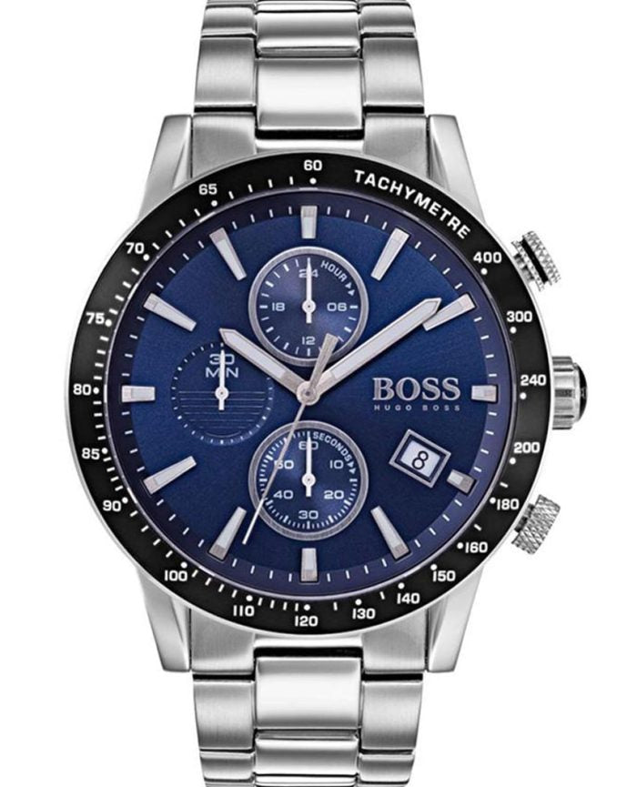 Buy Hugo Boss Mens Chronograph Quartz Rafale Silver Stainless Steel Blue Dial 43mm Watch - 1513510 in Pakistan