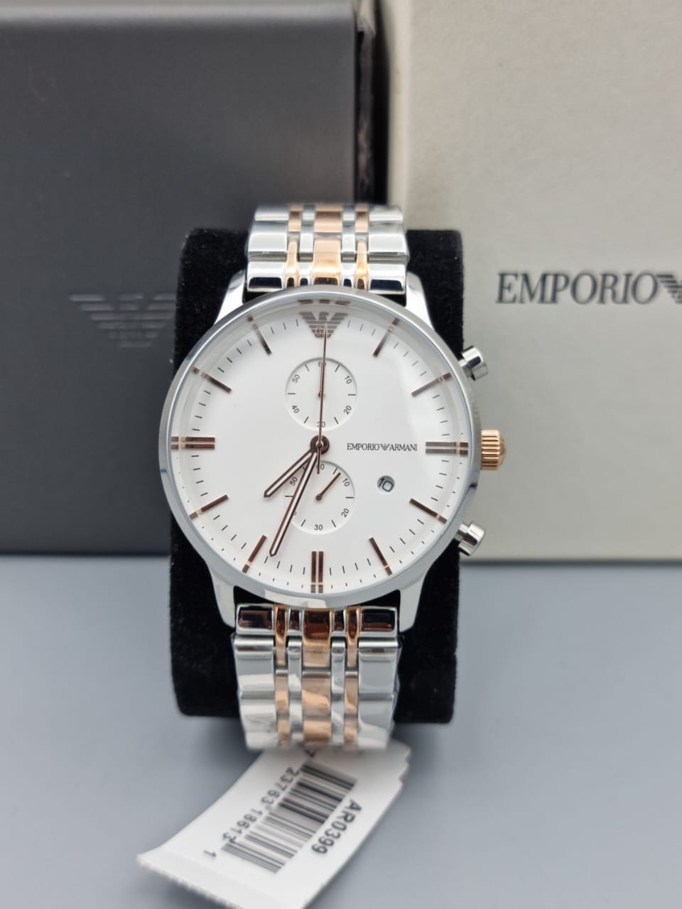 Buy Emporio Armani Men's Chronograph Quartz Stainless Steel White Dial 43mm Watch AR0399 in Pakistan