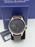 Buy Tommy Hilfiger Analogue Quartz Brown Leather Strap Grey Dial 46mm Watch for Men - 1791615 in Pakistan