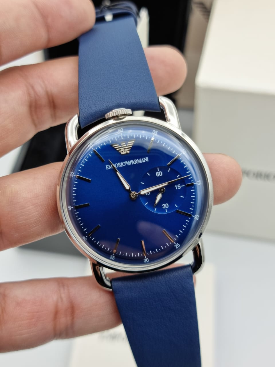 Buy Emporio Armani Men's Leather Strap Blue Dial 41mm Watch AR11335 in Pakistan