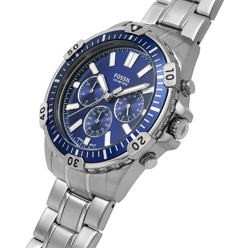 Buy Fossil Men's Chronograph Quartz Silver Stainless Steel Blue Dial 44mm Watch FS5623 in Pakistan