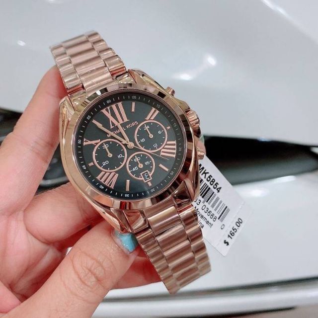 Buy Michael Kors Womens Chronograph Quartz Bradshaw Rose Gold Stainless Steel Black Dial 43mm Watch - Mk5854 in Pakistan