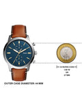 Buy Men's Quartz Stainless Steel Blue Dial Brown Leather Strap 44Mm Watch in Pakistan